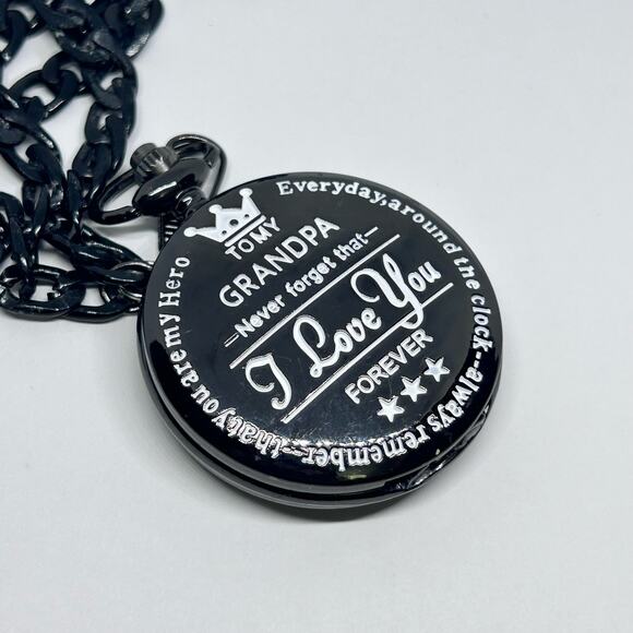 “To My Grandpa Never Forget That I Love You Forever” Pocket Watch - Picture 1 of 7